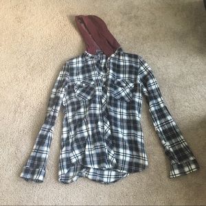 Plaid hooded flannel